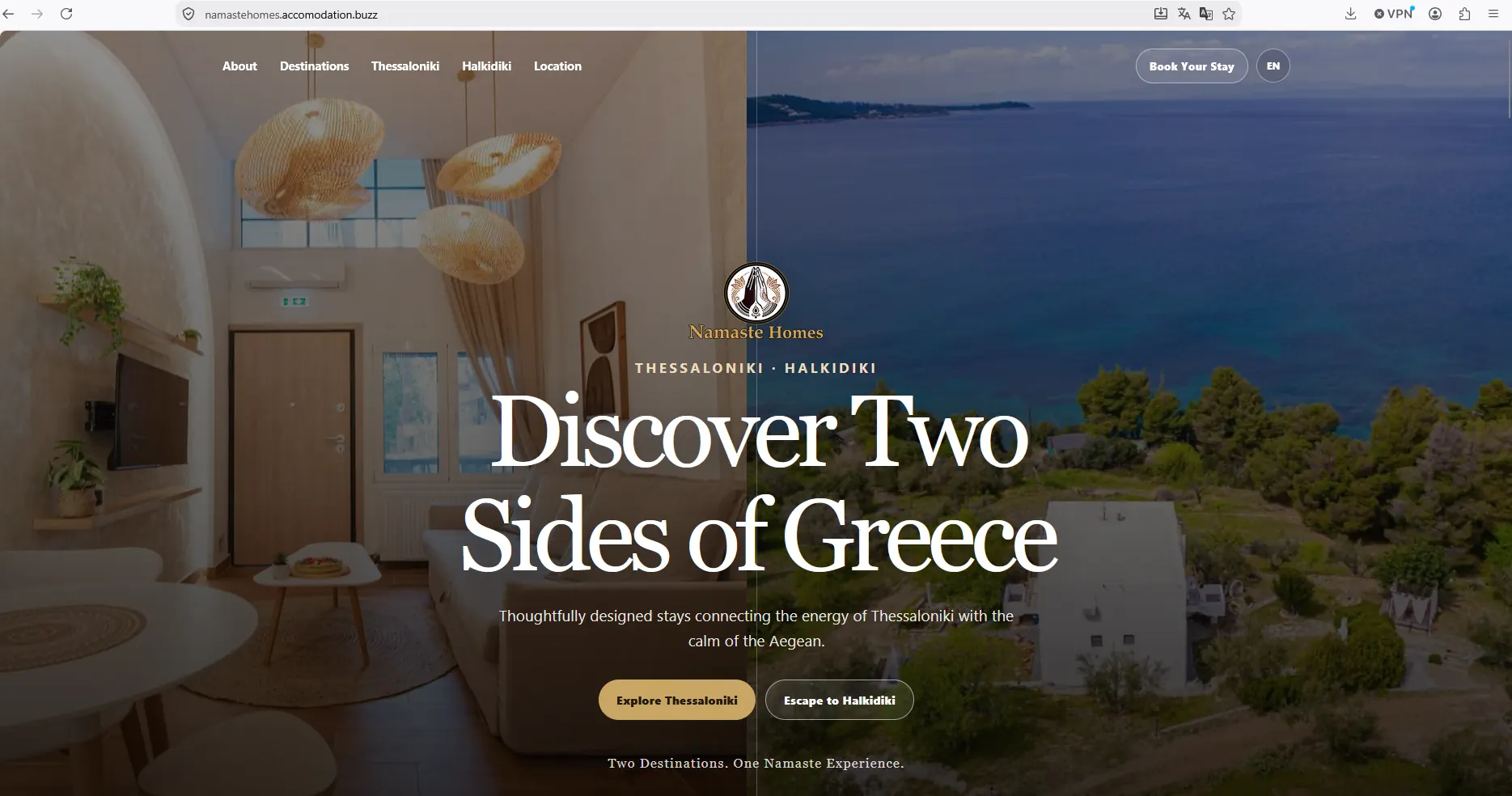 Namaste Homes website